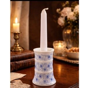 Rosenthal Germany Porcelain Blue Floral Taper Candle Holders 4.75" Vintage